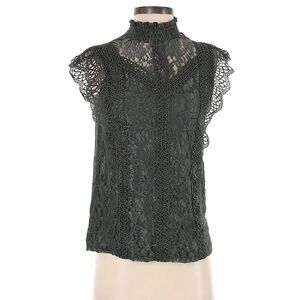 Cable & Gauge S Olive Green Lace Blouse